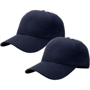 Unisex Navy Pair Of 2 Athletic Adjustable Strap Casual Classic Baseball Caps
